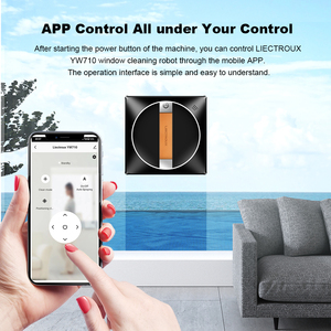 Liectroux Yw710 Black Window Cleaning Robot with Remote Control Water <b>Spraying</b> Voice Prompt Mobile App Yw710 Window Cleaning - Product Image 3