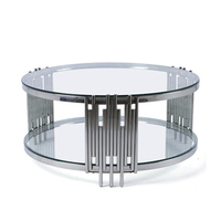 Table centrale avec plateau en verre en métal noir de luxe moderne nordique doré meubles de salon avec miroir table basse ronde en verre trempé