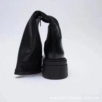 Bottes longues d'automne et d'hiver pour petites filles, à semelle épaisse, rehaussantes, avec fermeture éclair latérale simple, style bottes de chevalier