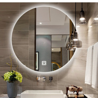 Miroir LED mural moderne sans cadre avec interrupteur tactile intelligent anti-buée pour salle de bain à domicile