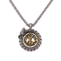 Bijoux punk tendance en acier inoxydable pour hommes Collier à pendentif queue de serpent avec dragon et croix pour la fête