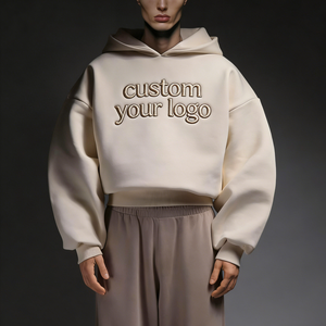 Fabricants de vêtements personnalisés – Sweats à capuche imprimés 100 % coton pour hommes, en molleton, unisexe, épais, coupe oversize et courte - Product Image 1
