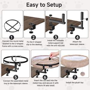 Кровать-лежанка для кошек Brown <span class=keywords><strong>Cat</strong></span> Desk <span class=keywords><strong>Bed</strong></span> - 360 °   Кошачья лежанка с вращающимся основанием, отличной несущей способностью и регулируемой по высоте столешницей. - Product Image 5