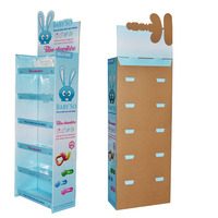 Présentoir de sol en carton personnalisé, présentoir de vente au détail multi-niveaux pour produits de sucettes pour bébés, promotion en supermarché et centre commercial