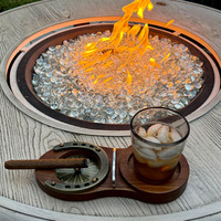 Plateau en bois en forme de fer à cheval pour verres à whisky avec coupe-glace, joint anti-brûlure, cendrier à whisky et cigares pour la maison, le bureau, le bar et l'extérieur