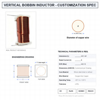 Bobine d'inductance à noyau d'air personnalisée à courant élevé 20A-200A, faible DCR, en cuivre OFC pour alimentation de station de recharge de véhicules électriques OEM ODM