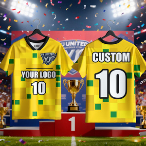 Camiseta de Fútbol Amarillo Verde al por Mayor, Estilo Retro Vintage, Personalizable, Tallas Grandes Disponibles, Uniforme para Torneo - Product Image 2