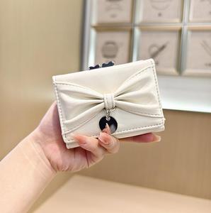Japanese Style Fashion Bowknot Portable Wallet Women's High-end Bright Leather Three-fold Coin <b>Purse</b> Multi-function Short - Product Image 5