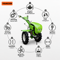 Motoculteur diesel à chenilles arrière, moteur diesel monocylindre, pour jardin, haute efficacité, faibles vibrations, autopropulsé