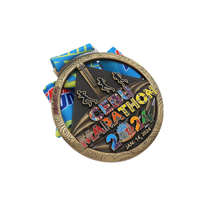 Medallas de Maratón Deportivas Modernas Personalizadas al por Mayor, Chapado en Bronce Antiguo, Imitación de Esmalte Duro, Color Irregular - Product Image 2