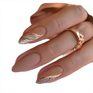 <span class=keywords><strong>Uñas</strong></span> Postizas de Lujo Estilo Francés, Acrílicas ABS, Puntiagudas, 24 Piezas, Precio al por Mayor - Product Image 1