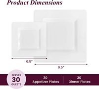 Assiettes en plastique jetables carrées blanches de 9 pouces et 13,5 pouces, 60 pièces, assiettes pour mariage, anniversaire, Halloween et fête