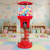 Distributeur automatique de capsules de jouets de grande capacité (120-200 pièces) en ABS/PC rouge, fonctionnant avec des pièces de monnaie et des jetons
