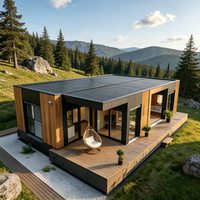 Maison préfabriquée en bois haut de gamme avec piscine, design moderne de toit plat, maison de luxe pour jardin, plage ou montagne