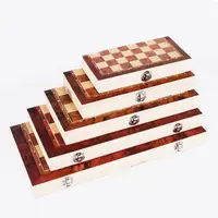 Backgammon Set Catur Perjalanan Kayu, dengan Wadah Lipat untuk Dewasa dan Anak-anak Ooden Pion Warna-warni Catur Kayu, Manusia Catur