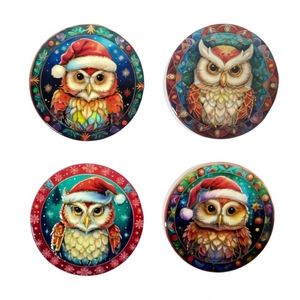 Sous-verres décoratifs en céramique hiboux de Noël mignons, tapis et dessous-de-plat décoratifs pour la maison, idée cadeau parfaite, napperons, décorations de table de cuisine - Product Image 1