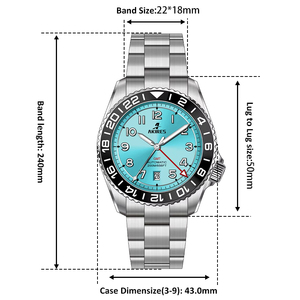 Nuevo <span class=keywords><strong>GMT</strong></span> 20 ATM 200m impermeable NH34 MOVIMIENTO DE ACERO INOXIDABLE personalizado bisel de cerámica buzo relojes mecánicos automáticos - Product Image 2