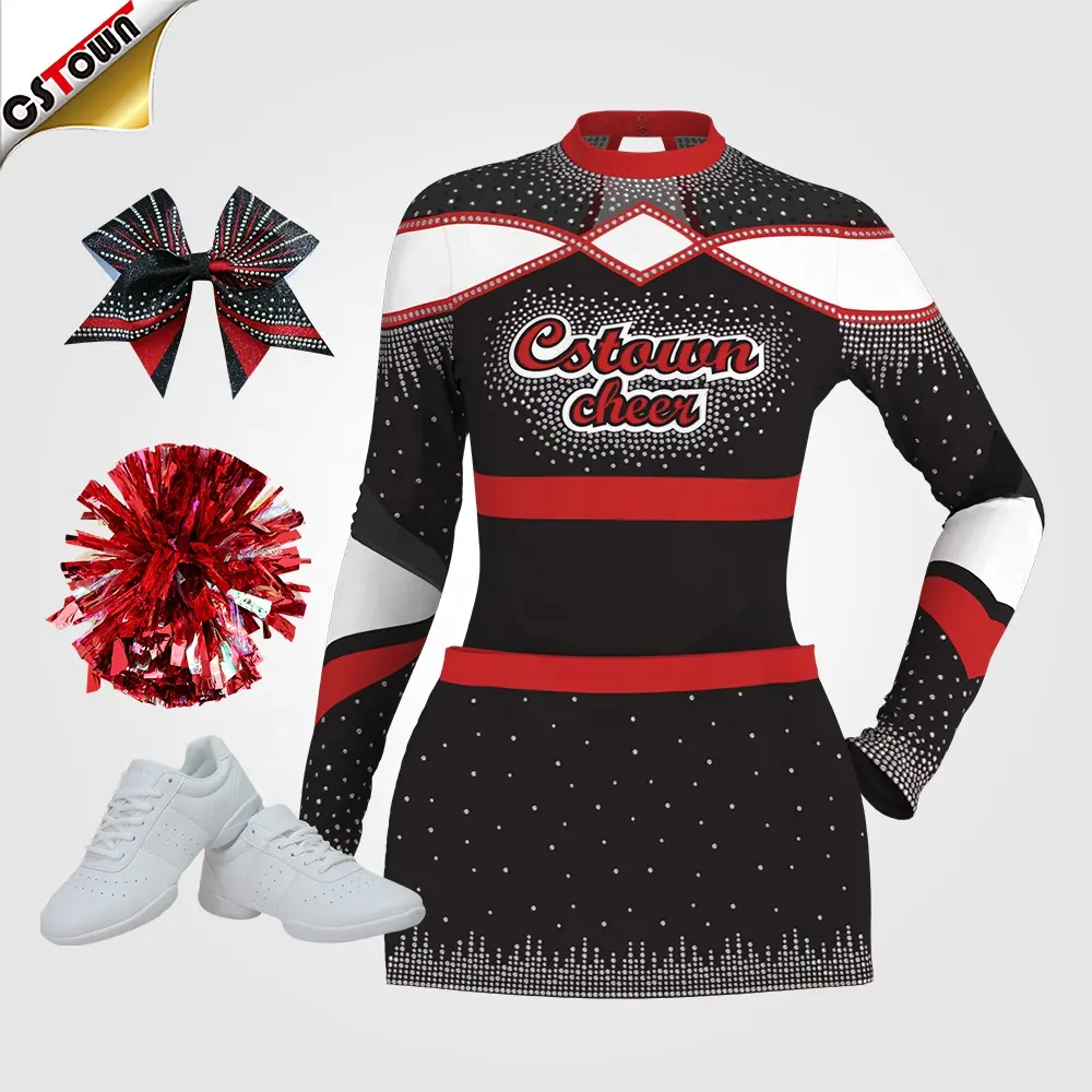 Neuzugänge Cheerleader-Uniformen rot schwarz und weiß Cheerleader-Kleid