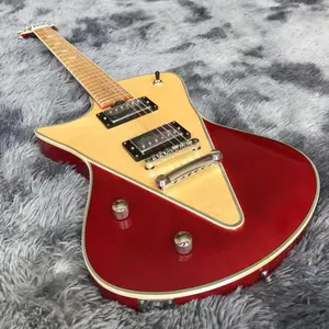 Oem personalizado de guitarra elétrica, música esquerda 2021 mm com dedo em mogno vermelho