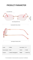 Lunettes de lecture Anti-lumière bleue pour femmes, bord en diamant, élégantes, mode, sans monture, monture en or, verres roses