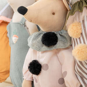Poupée souris en tissu de coton faite à la main, vente en gros, style nordique, jouets mignons en coton et lin pour enfants - Product Image 3
