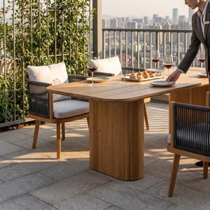 Large Teak Wood Extendable Dining Table - 8 Seats - Product Image 2