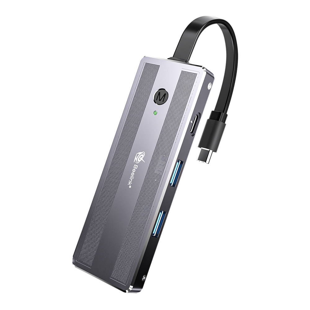 Beelink Expand M USB C Hub Built-in SSD card M.2 SATA3 2280  one button to switch SSD status and multi ports  USB3.0 Type-C