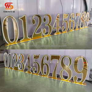 ของตกแต่งงานวันเกิดขายส่งแบบเรียบหรู ตัวเลขขนาดใหญ่ 0-9 สูง 3 ฟุต 4 ฟุต สีทองแบบกระจก - Product Image 4