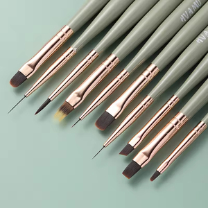 10pcs Japanese Style Nail Art Brush <b>Set</b> <b>Crimped</b> Oval Fine Nylon Liner Sturdy Wooden Handle for UV Lamp Gel Salon Manicure - Product Image 1