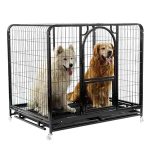 Jaula grande de acero inoxidable para perros, jaula plegable de acero galvanizado para mascotas, duradera, para casa de gatos y exteriores