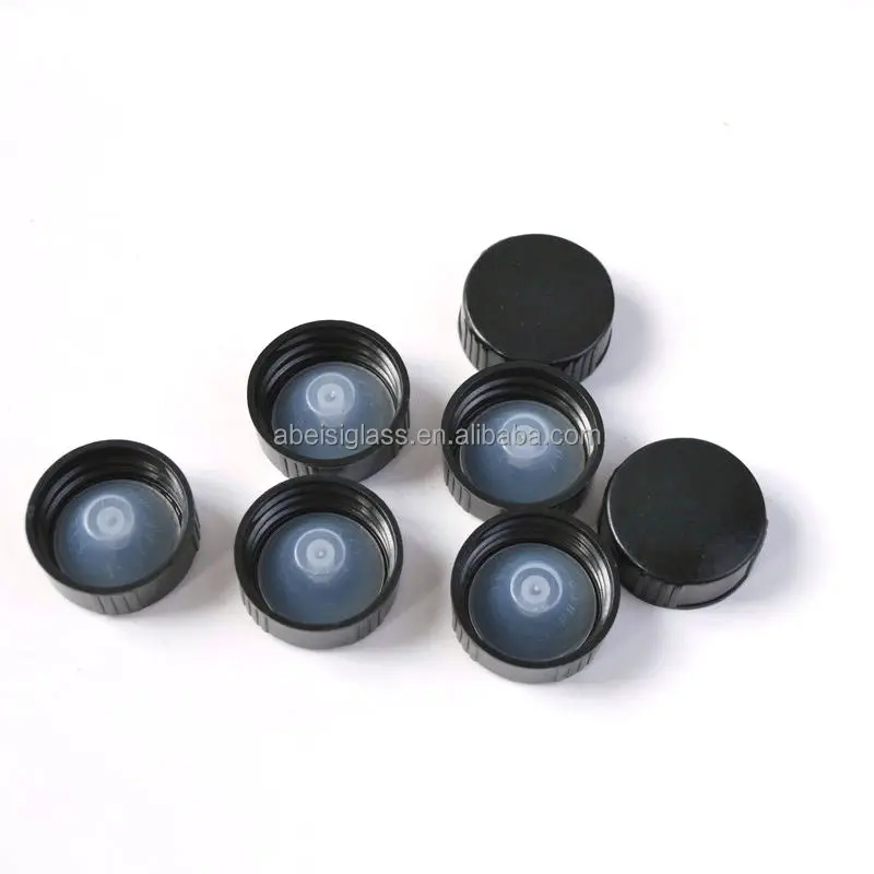 Tapa de plástico para botellas de plástico, delineador de cono de sello polivinílico, negro, 24mm, 13mm, 18mm, 20mm, 22mm, 24mm, 28mm