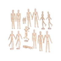 Maniquí Articulado Bonvada BV-WMH01 con Cuerpo Flexible de Plástico y Madera, Color Natural, Tamaños Personalizados para Dibujar la Figura Humana