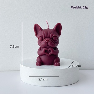 Linda vela perfumada con forma de corazón y animales, figura de rana, tortuga, bulldog, adorno de escritorio para decoración del hogar, regalo navideño - Product Image 6