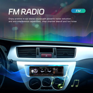 Reproductor MP3 para Auto Podofo, 1 Din, con Carga USB, FM, Bluetooth, Entrada AUX, Retroiluminación a Color + Soporte para Teléfono, OEM - Product Image 2