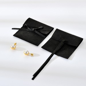Luxury Microfiber Half Cover <b>Bow</b> Jewelry Bag Ring Earrings Studs Necklace Mini Bag Custom Logo Storage <b>Gift</b> Pouch - Product Image 5