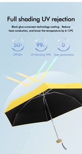 Parapluie pliant 5 sections 2-en-1 mini soleil-pluie en pongee 190T avec armature métallique, livraison rapide, pour cadeaux d'entreprise en gros - Product Image 4