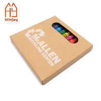 Benutzerdefiniertes Logo 6er-Pack Wachsmalstifte in Kraftpapier-Fensterbox, Ungiftige Kinder-Wachsmalstifte-Set für Werbegeschenke