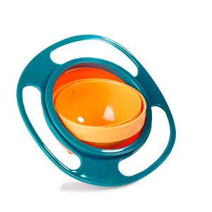 360 Degree Rotation Spill Resistant Snack-Bowl Gyro Shape Kids Bowl With Lid