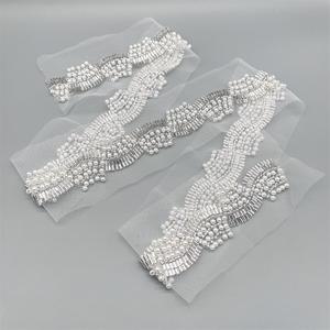 وشاح زفاف ساخن مطرز بالترتر مطرز بالخرز اكسسوارات الملابس حقيبة أحذية اكسسوارات اللباس الأزهار متفوقا التطريز شبكة الدانتيل - Product Image 2