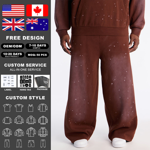 KingSen Vintage Gradient Washed Baggy Sweatpants Men Heavy Cotton Splatter <b>Bleach</b> Wide Leg Streetwear Casual Oversized Pants OEM - Product Image 2