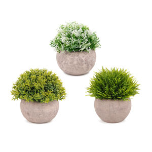 Plastic grasbonsai 3 stuks mini-potplanten groen/roze/paars gratis milieuvriendelijk kantoor huisdecoratie 5+ jaar - Product Image 5