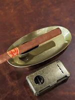 Cendrier à cigares vintage en métal, repose-cigare unique, plat ovale en laiton antique, bronze et étain