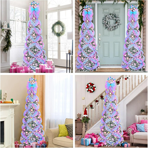 Árbol <span class=keywords><strong>de</strong></span> <span class=keywords><strong>Navidad</strong></span> Plegable <span class=keywords><strong>de</strong></span> Felpa Preiluminado <span class=keywords><strong>de</strong></span> 6 Pies con Cinta <span class=keywords><strong>de</strong></span> Colores y Adornos <span class=keywords><strong>de</strong></span> Bolas <span class=keywords><strong>de</strong></span> <span class=keywords><strong>Navidad</strong></span>, Decoración para el Hogar y el Festival <span class=keywords><strong>de</strong></span> Primavera - Product Image 2