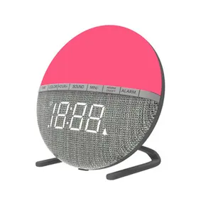 alarm bedroom Suppliers-2021 New Arrival 7 Colors Led Kids Alarm Clock Bedrooms 8 Nature Alarm Sounds Night Light Fabric Cover and 9 Minutes Snooze