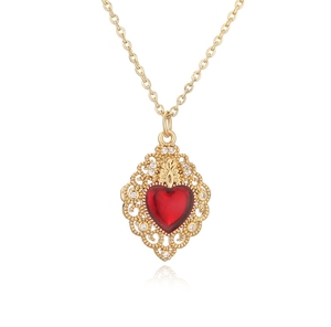 Collana Trendy con Ciondolo a Cuore d'Angelo, Placcata in Oro 18K, con Pietre CZ e Perline in Rame per Donne e Madri - Product Image 6
