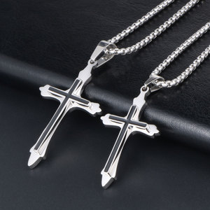 <b>Cross</b> Pendant Stainless Steel Necklace Men's Fashion Jewelry Gift SP277 - Product Image 1