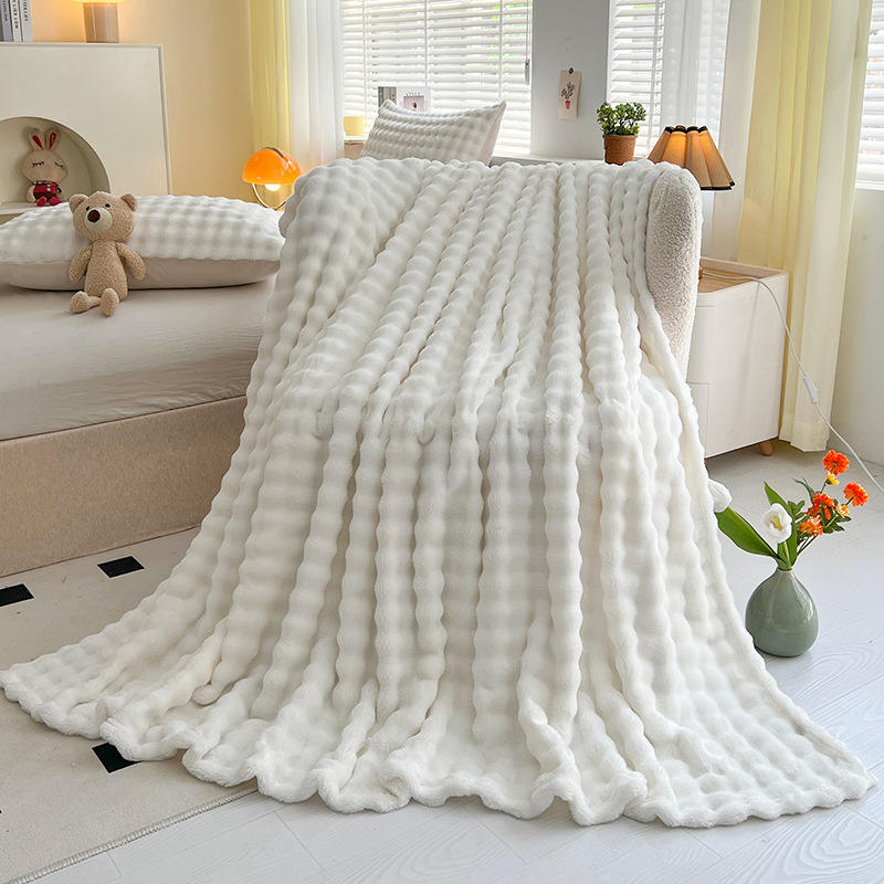Super Soft Polyester Bubble Fleece Blankets for Baby Winter