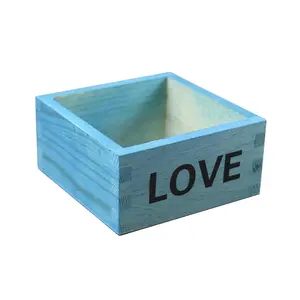 Wooden box without lid for succulent flower pot box for home decoration