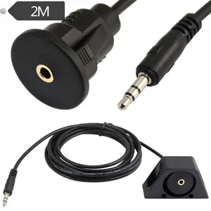 2m Car Truck Dashboard Flush Mount 3.5mm 1/8" AUX Audio Jack Extension Cable