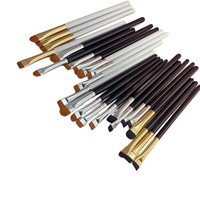 Pinceau Eyeliner Lame Ultra-fine à Tête Plate, Pinceau Sourcils Fin Biseauté, Stylo Eyeliner, Outil de Maquillage Portable, Manche en Bois Blanc